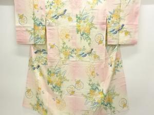 アンティーク　絽金魚に草花模様長襦袢